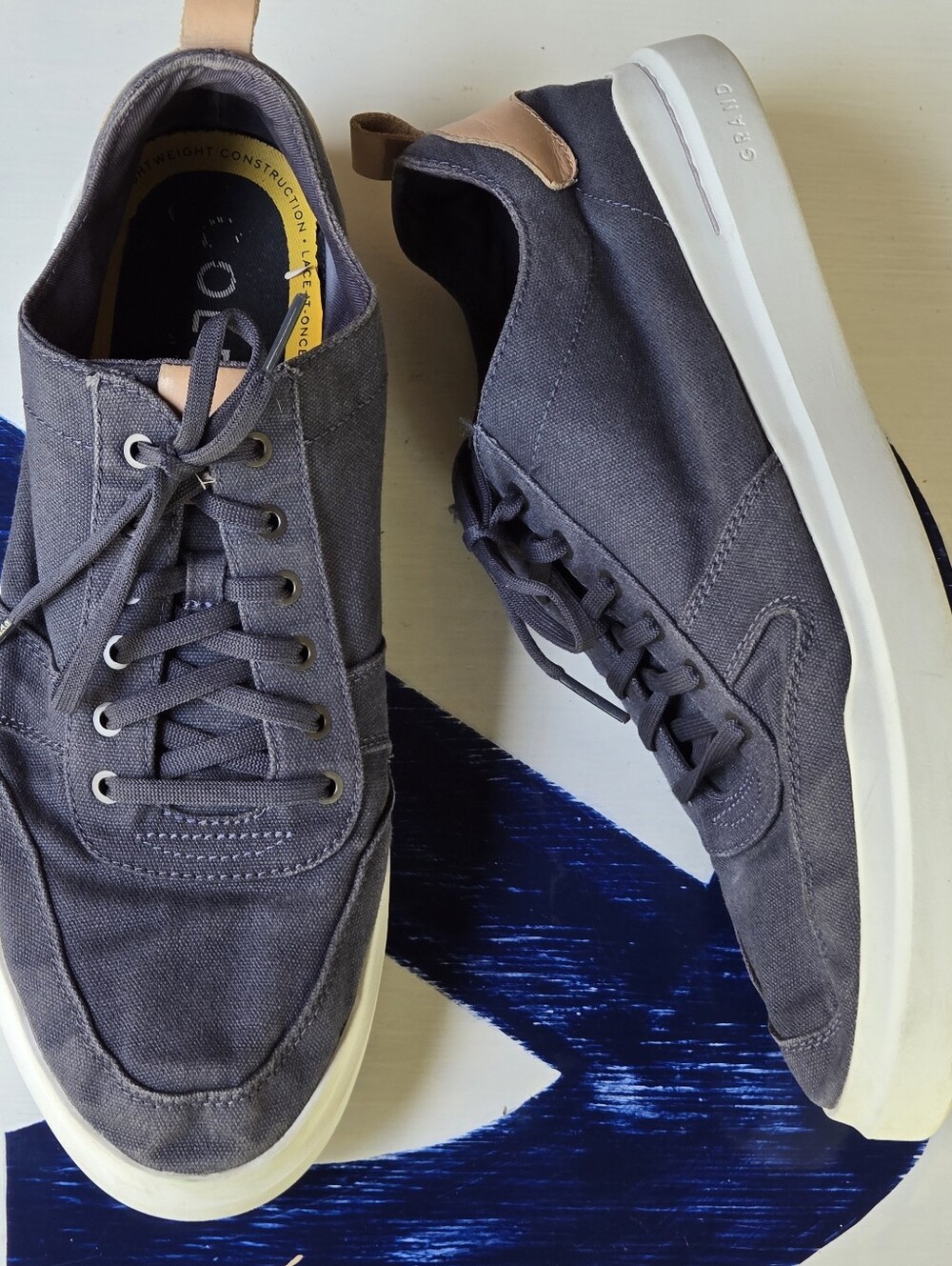 Cole Haan GrandPro Rally Canvas Lace-Up Blue Court Sneakers Size US 12
